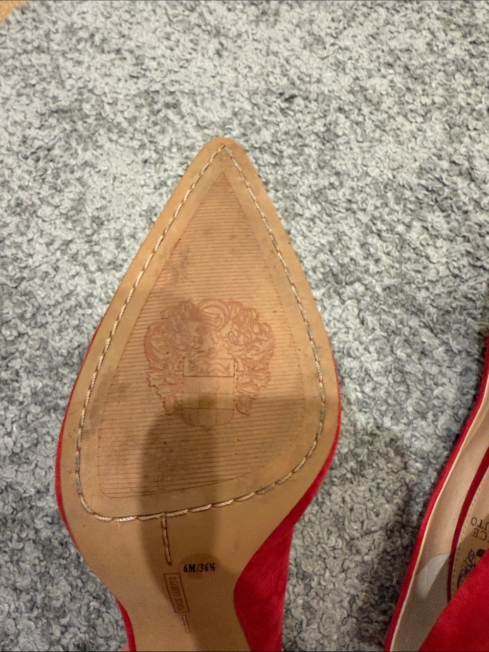 Vince Camuto Red Suede Pointed-Toe Pumps - Classic Silhouette - Picture 4 of 4